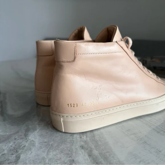 Common Projects Original Achilles Blush Pink Mid Top Leather Sneakers